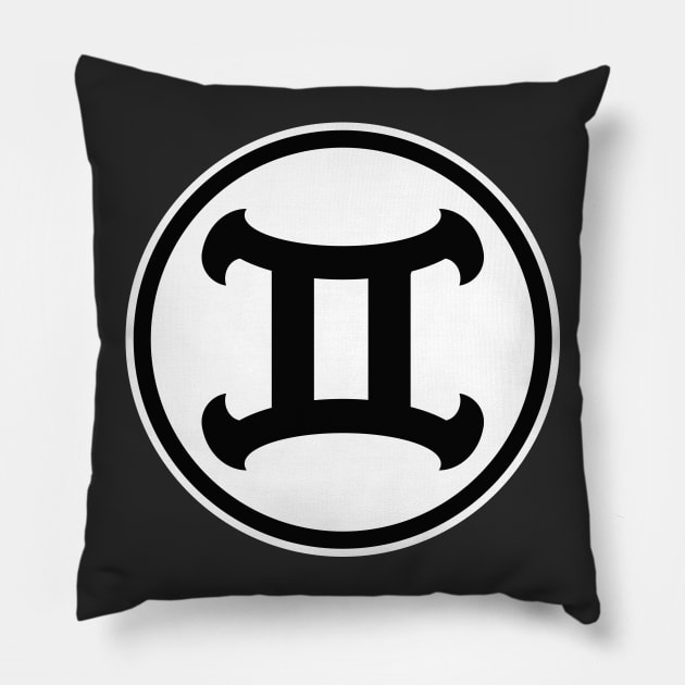 ZODIAC SERIES: GEMINI (BLACK & WHITE) Pillow by inksquirt