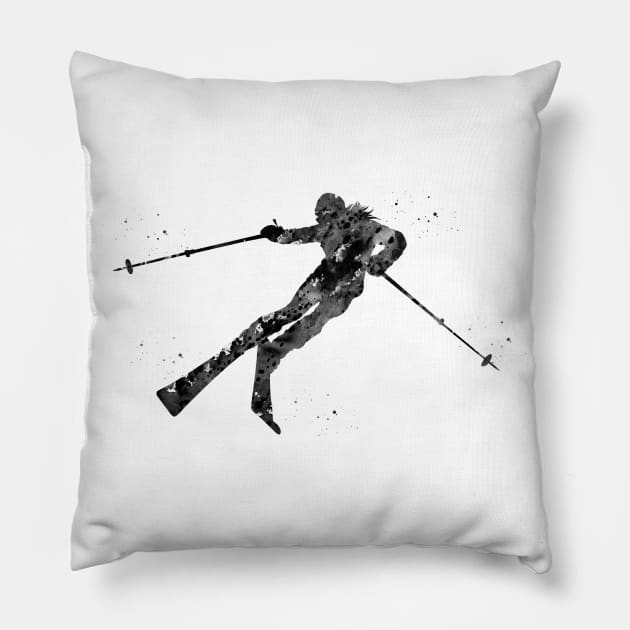 Ski Snow Boarder Pillow by erzebeth