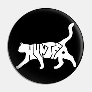 White Cat - Hunter Typography Pin