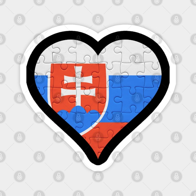 Slovakian Jigsaw Puzzle Heart Design - Gift for Slovakian With Slovakia Roots Magnet by Country Flags