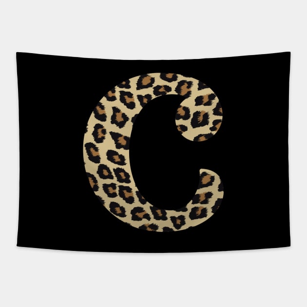 Letter C Leopard Cheetah Monogram Initial Tapestry by squeakyricardo