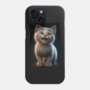 smiling white cat - CGI style Phone Case