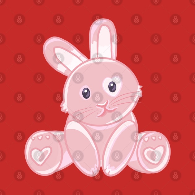 Pink Heart Bunny by RoserinArt