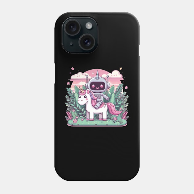 Cute Robot Unicorn Phone Case by The Art-Mart