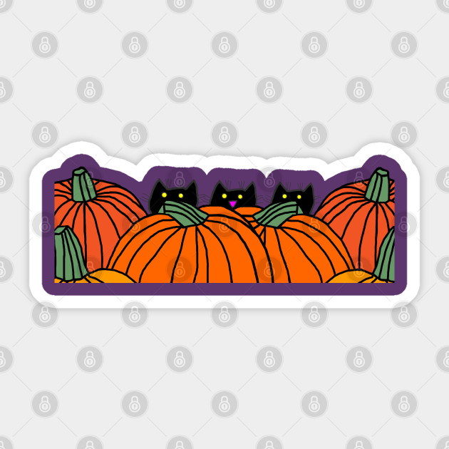 Kitty Cats visit the Pumpkins for Halloween Horror - Kitty - Sticker