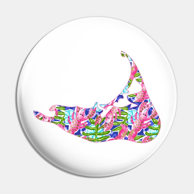 Preppy Nantucket Pink Lobster Design Pin by emrdesigns