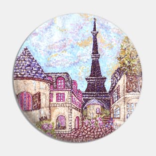 Paris Eiffel Tower Inspired Landscape Pointillism Pin