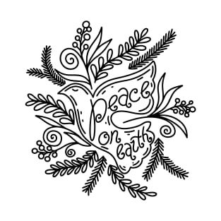 A hand-drawn dove, and the inscription "peace on earth". T-Shirt