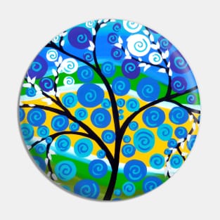 Blue and Abstract Tree Pin