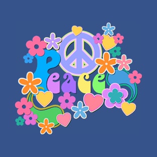 Peace and Love Hippy Flower Power Design T-Shirt