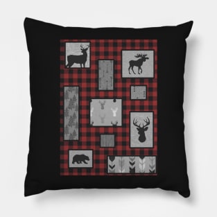 Copy of Rustic Deer Patchwork - Green/Grey Pillow