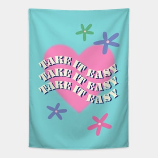 Take it easy, Y2K aesthetic, Groovy art, Inspiration, Preppy room decor, Positive vibes Tapestry