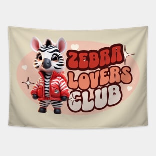 Cute Zebra personified with red jacket Kids Tapestry