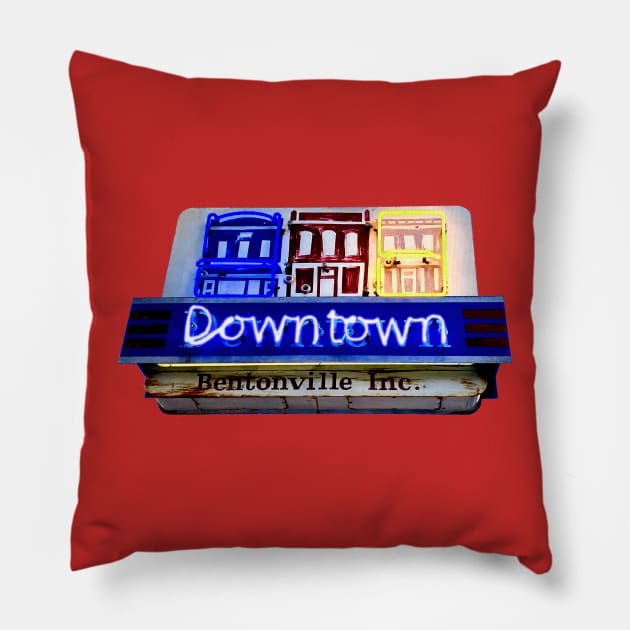 Downtown Bentonville Pillow by SPINADELIC