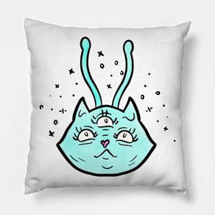 Mint alien Kitty Pillow