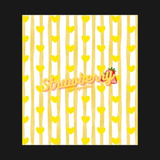 Strawberry Yellow Stripes Pattern T-Shirt