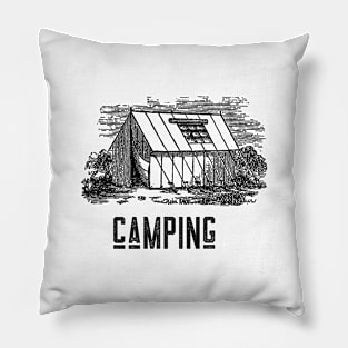 Camping Vintage Sunset Tent Funny Camping Pillow