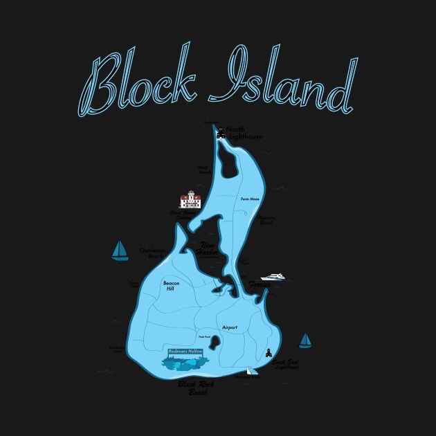 Block Island Map- Rhode Island by ACGraphics