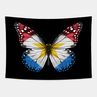 Saba Islander Flag  Butterfly - Gift for Saba Islander From Saba Island Tapestry