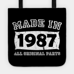 Made 1987 Original Parts Birthday Gifts distressed Tote