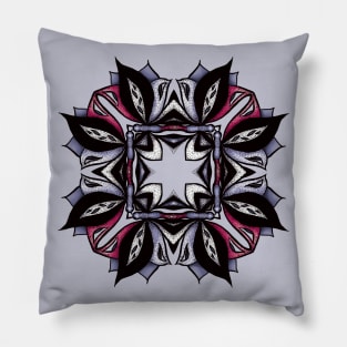 Gothic floral mandala with leaves and bugs Pillow