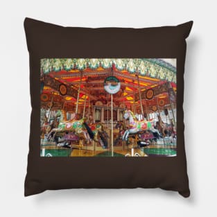 Victorian Fairground Carousel Merry go Round art Pillow