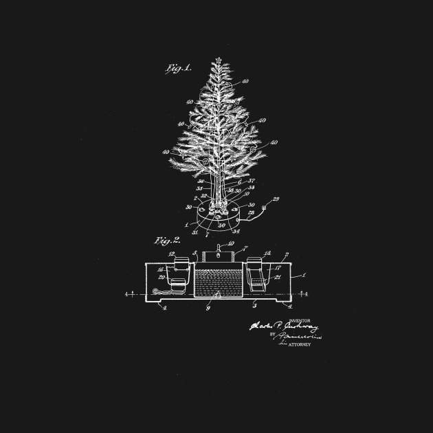 Christmas Tree Vintage Patent Drawing by TheYoungDesigns