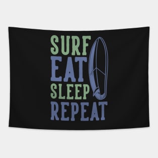 Surf Eat Sleep Repeat Typography - Cool Tapestry