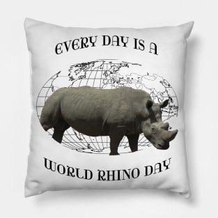 Every Day Is A Word Rhino Day Pillow