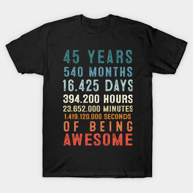 45 Years 540 Months Of Being Awesome Funny Birthday Gift - 45th ...