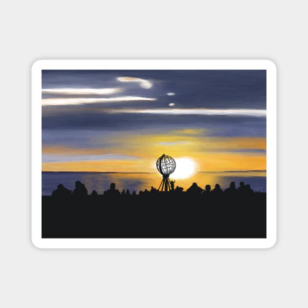 Midnight Sun at North Cape, Norway Magnet by JennyCathcart