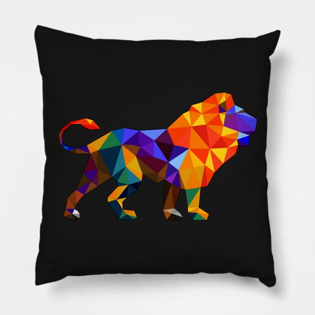 Polygonal Lion Geometric Design Pillow by ddtk