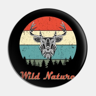 Wild Nature Deer White Abstract Sunset Pin