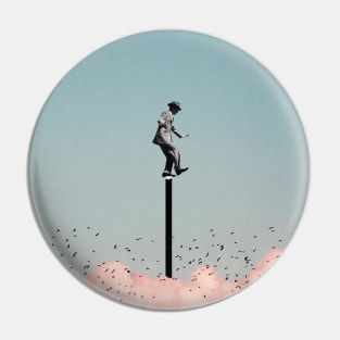 Balancing on one leg above the clouds Pin