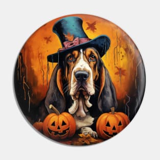 Basset hound Halloween Pin