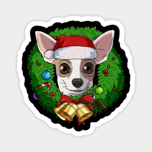 Funny Chihuahua Santa Christmas Wreath Magnet