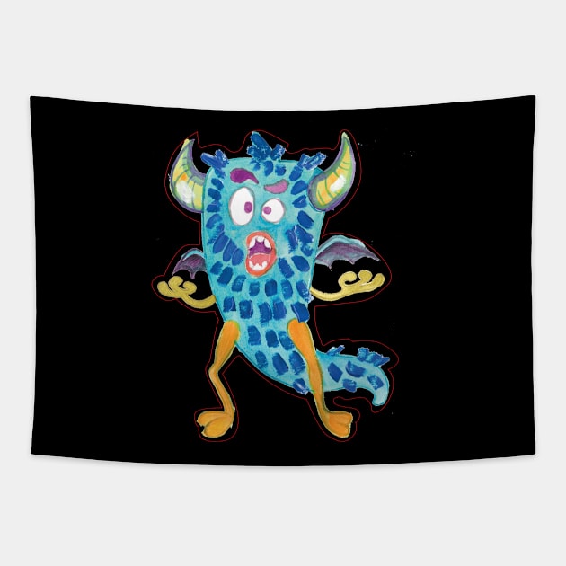 Halloween Fuzzy blue Cartoon Monster Tapestry by holidaystore