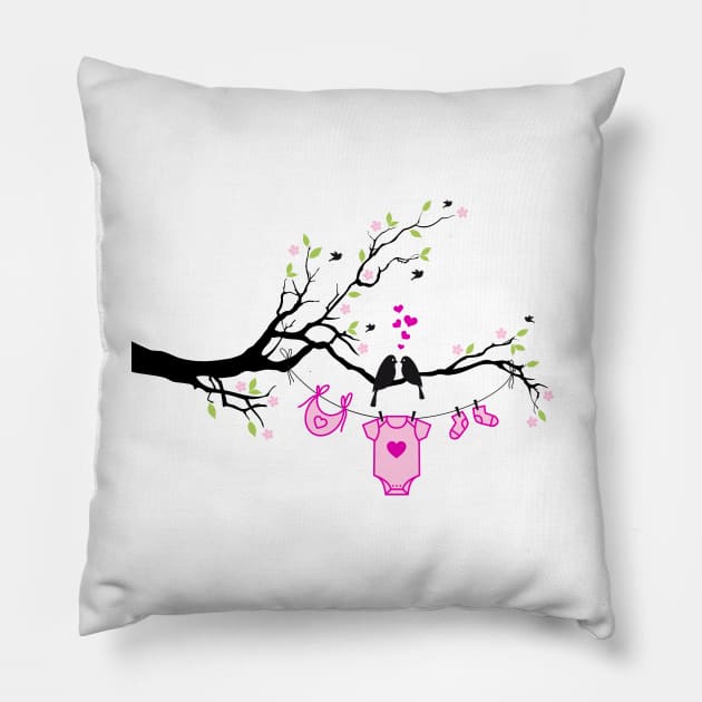 New baby girl, baby shower Pillow by beakraus