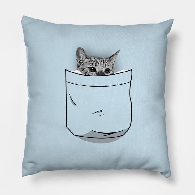 Cute pocket kitty shirt Pillow by Aldebaran