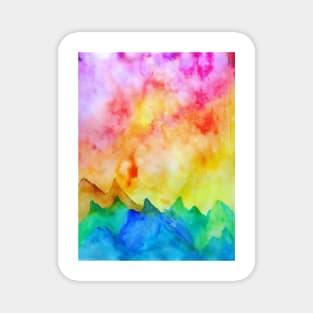 Colourful mountains watercolor illustration Magnet