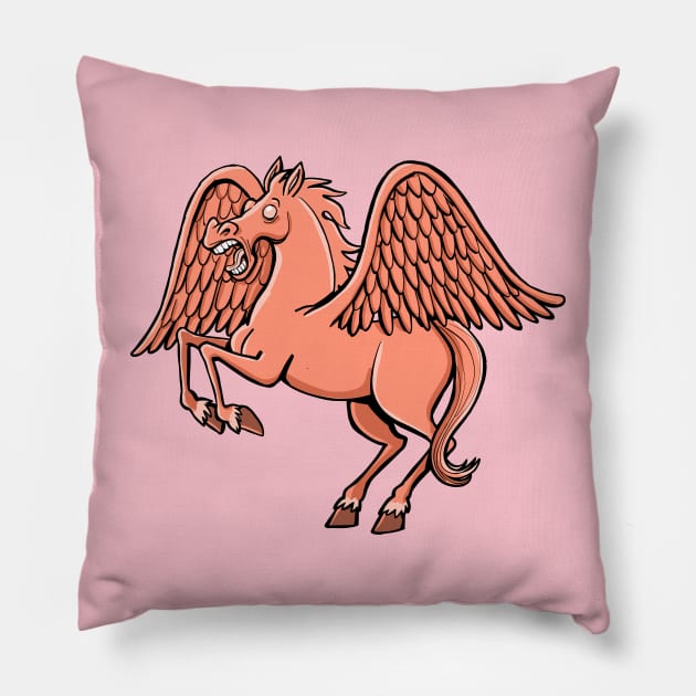 blind red pegasus with outstretched wings ready to fly Pillow by duxpavlic