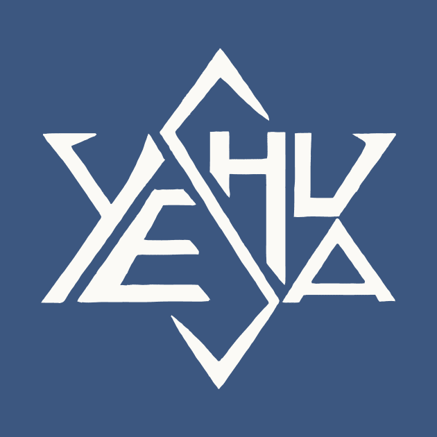 Yeshua Star Tetrahedron of David Logo White by Teenugs