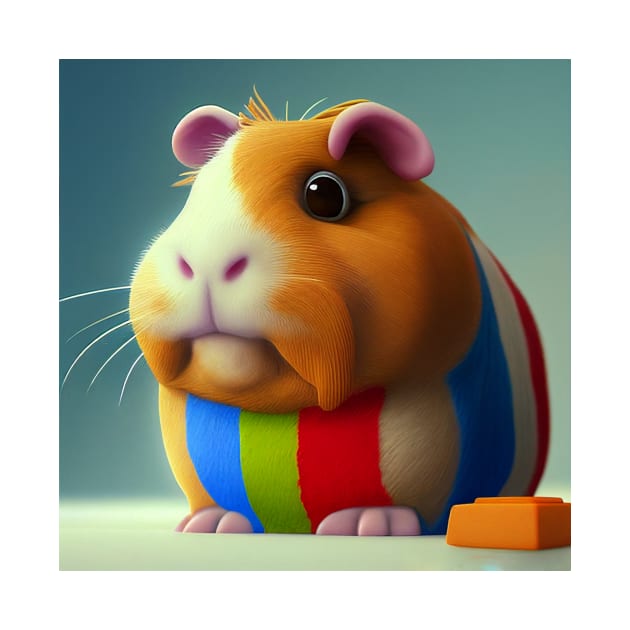 Funny  Guinea Pig in a Striped Sweater by kansaikate