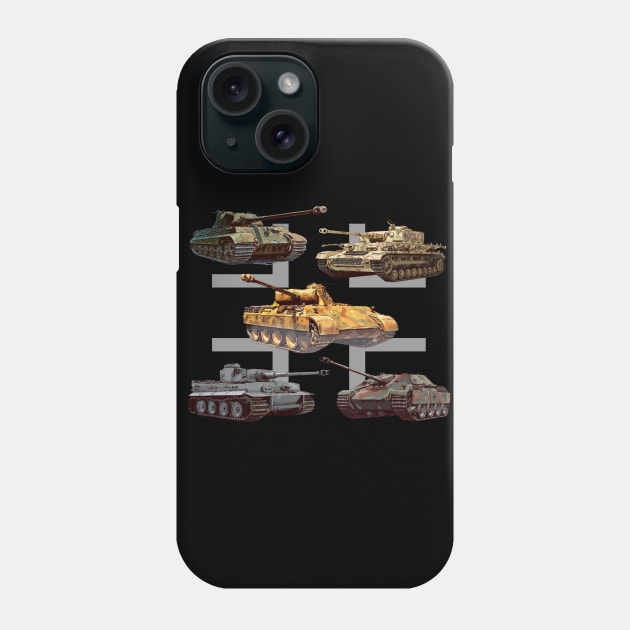 German Tanks WW2 V Panther Jagdpanther Tiger 1 Tiger 2 Phone Case by F&L Design Co.