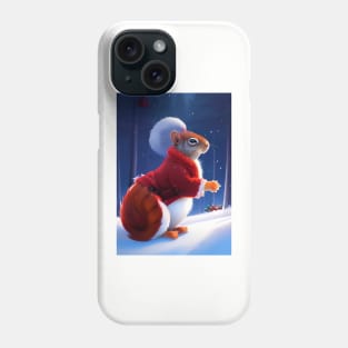 THOUGHTFUL FATHER CHRISTMAS SQUIRREL IN THE SNOW Phone Case