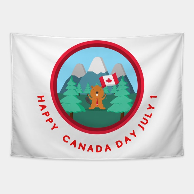 Canadian Beaver celebrates Canada Day July 01 Tapestry by Mission Bear