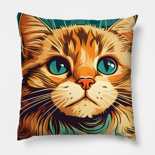 Cute Cat Gift for kitten lovers Colorful Art Kitty Adoption Pillow