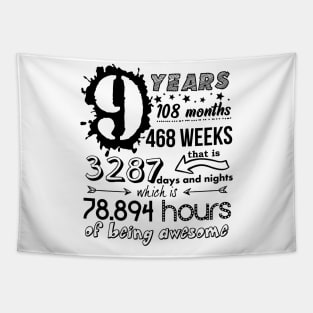 9 Years Old Funny 9th Birthday Girl Boy Gift 108 Month Tapestry