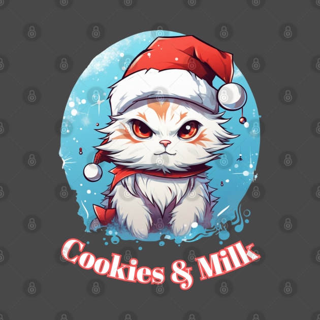 Cookies & Milk - Christmas Cat - Winter Holiday by MaystarUniverse