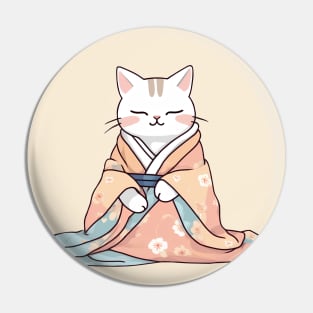 Cute cat in kimono Pin